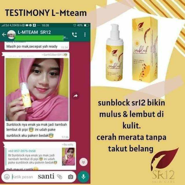 🌸🌿Pilih Sunblock SR12 ataupun suncare SR12, itu sama-sama punya manfaat untuk jadi pelindung wajahmu dari pengaruh buruk sinar matahari, mencegah kanker kulit, mencerahkan, menutrisi, serta melembabkan kulit🥰🌸🌿Ingat ya..sinar UV itu bukan Cahaya tetapi radiasi jadi biar lagi hujan, awan, pakai masker, cadar, payung ataupun jendela kaca, sinar UV mampu menembusnya sehingga bisa mempengaruhi kesehatan kulitmu apalagi kulit yg sudah menipis  akibat ekspoliasi yang berlebihan 🤗😁🌸🌿So lindungi kulit mu pakai payung alami dari SR12 ya dears...yaitu sunblock SR12 atau Suncare SR12Khabar baiknya Sun block ataupun suncare SR12 ini bisa membantu memudarkan flek hitam juga loh... keren kan ???🤩👍Ready stock🤩🤩🤩WA/telegram👉0821-5799-8873AGEN RESMI SR12 HERBAL SKINCARE BALIKPAPAN KAL-TIMMampir ke shopeeku yuk👇shopee*co*id/agenresmisr12Atau tokpedku👇tokopedia*com/sr12balikpapan_____Untuk masuk link toko ⤴️ (*) ganti (.)Bisa pakai voucher free ongkir dan bisa COD juga lo GERCEP 🎉🌸🌿Pilih Sunblock SR12 ataupun suncare SR12, itu sama-sama punya manfaat untuk jadi pelindung wajahmu dari pengaruh buruk sinar matahari, mencegah kanker kulit, mencerahkan, menutrisi, serta melembabkan kulit🥰🌸🌿Ingat ya..sinar UV itu bukan Cahaya tetapi radiasi jadi biar lagi hujan, awan, pakai masker, cadar, payung ataupun jendela kaca, sinar UV mampu menembusnya sehingga bisa mempengaruhi kesehatan kulitmu apalagi kulit yg sudah menipis  akibat ekspoliasi yang berlebihan 🤗😁🌸🌿So lindungi kulit mu pakai payung alami dari SR12 ya dears...yaitu sunblock SR12 atau Suncare SR12Khabar baiknya Sun block ataupun suncare SR12 ini bisa membantu memudarkan flek hitam juga loh... keren kan ???🤩👍Ready stock🤩🤩🤩WA/telegram👉0821-5799-8873AGEN RESMI SR12 HERBAL SKINCARE BALIKPAPAN KAL-TIMMampir ke shopeeku yuk👇shopee*co*id/agenresmisr12Atau tokpedku👇tokopedia*com/sr12balikpapan_____Untuk masuk link toko ⤴️ (*) ganti (.)Bisa pakai voucher free ongkir dan bisa COD juga lo GERCEP 🎉