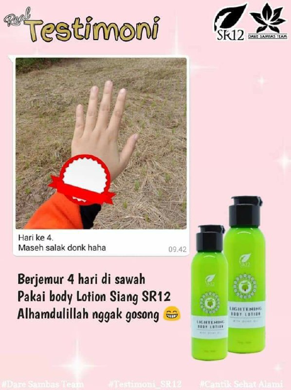 Ada beberapa Kandungan pada skincare aman.. yg bisa mbantu pengangkatan sel kulit mati adalah AHA, BHA dan PHA, biasanya zat ini bisa terlihat reaksinya setelah 1 bulan hingga 3 bulan pemakaian rutin...na Khabar baik nya handbody lotion SR12 mengandung AHA juga mengandung Niacinamide , maka nya kulitmu bisa jadi cerah alami, glowing semriwinggg👍🥰 keren kan...???Wah apalagi tuh NIACINAMIDE ?🤔 eitttss jangan takut dulu ya... Niacinamide adalah nama lain dari Vitamin B3 yg biasa terkandung dalam 'skincare aman' ya yg efektif membuat kulit mu cerah, bekerja menghambat produksi melanin pada kulit 🤩Ready ya 🌸🥰🌸 Lightening body lotion (Handbody siang)dg SPF 30 dan minyak zaitun🌸 Whitening body lotion (Handbody malam, dengan Aloe Vera Yuk segera di miliki, dan gunakan secara rutin sesuai aturan pakainya yaWA/Telegram👉0821-5799-8873AGEN RESMI SR12 HERBAL SKINCARE, BALIKPAPAN KAL-TIMAtau silahkan kunjungi toko online kami di:tokopedia.com/sr12balikpapan Ataushopee.co.id/agenresmisr12Ada beberapa Kandungan pada skincare aman.. yg bisa mbantu pengangkatan sel kulit mati adalah AHA, BHA dan PHA, biasanya zat ini bisa terlihat reaksinya setelah 1 bulan hingga 3 bulan pemakaian rutin...na Khabar baik nya handbody lotion SR12 mengandung AHA juga mengandung Niacinamide , maka nya kulitmu bisa jadi cerah alami, glowing semriwinggg👍🥰 keren kan...???Wah apalagi tuh NIACINAMIDE ?🤔 eitttss jangan takut dulu ya... Niacinamide adalah nama lain dari Vitamin B3 yg biasa terkandung dalam 'skincare aman' ya yg efektif membuat kulit mu cerah, bekerja menghambat produksi melanin pada kulit 🤩Ready ya 🌸🥰🌸 Lightening body lotion (Handbody siang)dg SPF 30 dan minyak zaitun🌸 Whitening body lotion (Handbody malam, dengan Aloe Vera Yuk segera di miliki, dan gunakan secara rutin sesuai aturan pakainya yaWA/Telegram👉0821-5799-8873AGEN RESMI SR12 HERBAL SKINCARE, BALIKPAPAN KAL-TIMAtau silahkan kunjungi toko online kami di:tokopedia.com/sr12balikpapan Ataushopee.co.id/agenresmisr12