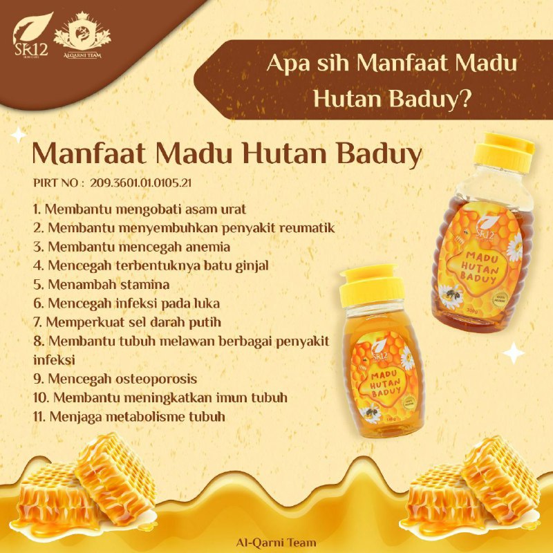 Madu Hutan Baduy SR12 ini asli diambil dari lebah liar yang hidup di hutan Baduy, bukan dari lebah ternak lo ya...🤗 jadi keaslian dan khasiat nya tetap terjaga karena lebah liar ini menghisap nextar dari berbagai jenis bunga liar yang hidup dihutan Baduy, sehingga madu asli Hutan Baduy SR12 ini berbeda dengan madu asli lainnya, manis nya ENAK tidak bikin ENEK,  ASLI TANPA CAMPURAN APAPUN🤩Yuk segera di incip-inciip ...rasakan sensasi dan khasiatnya.TOP MARKOTOP 👍👍👍Pastikan udah tersedia di rumahnya  ya bunda💐Ready STOCK🤩 🍯140 gram 🍯300 gramWa/telegram 👉0821-5799-8873AGEN RESMI SR12 HERBAL SKINCARE BALIKPAPAN, KAL-TIMMampir ke shopeeku yuk👇shopee.co.id/agenresmisr12Atau tokopedia.com/sr12balikpapanDapatkan harga terbaik sesuai katalog dan bisa gunakan voucher free ongkir dan bisa COD juga lo..🎉Madu Hutan Baduy SR12 ini asli diambil dari lebah liar yang hidup di hutan Baduy, bukan dari lebah ternak lo ya...🤗 jadi keaslian dan khasiat nya tetap terjaga karena lebah liar ini menghisap nextar dari berbagai jenis bunga liar yang hidup dihutan Baduy, sehingga madu asli Hutan Baduy SR12 ini berbeda dengan madu asli lainnya, manis nya ENAK tidak bikin ENEK,  ASLI TANPA CAMPURAN APAPUN🤩Yuk segera di incip-inciip ...rasakan sensasi dan khasiatnya.TOP MARKOTOP 👍👍👍Pastikan udah tersedia di rumahnya  ya bunda💐Ready STOCK🤩 🍯140 gram 🍯300 gramWa/telegram 👉0821-5799-8873AGEN RESMI SR12 HERBAL SKINCARE BALIKPAPAN, KAL-TIMMampir ke shopeeku yuk👇shopee.co.id/agenresmisr12Atau tokopedia.com/sr12balikpapanDapatkan harga terbaik sesuai katalog dan bisa gunakan voucher free ongkir dan bisa COD juga lo..🎉