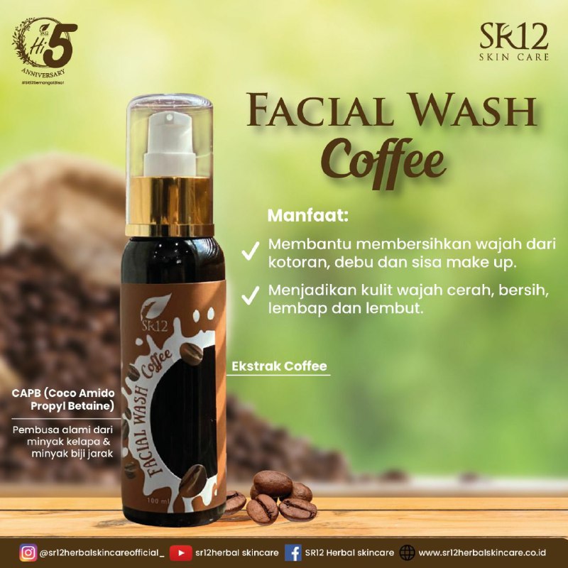 *Facial Wash Coffe SR12* Sabun wajah yang membersihkan wajah dan menjadikan wajah cerah,bersih,lembap dan lembutPasti nya aman digunakan karena pembusa alami dari minyak kelapa dan minyak biji jarak