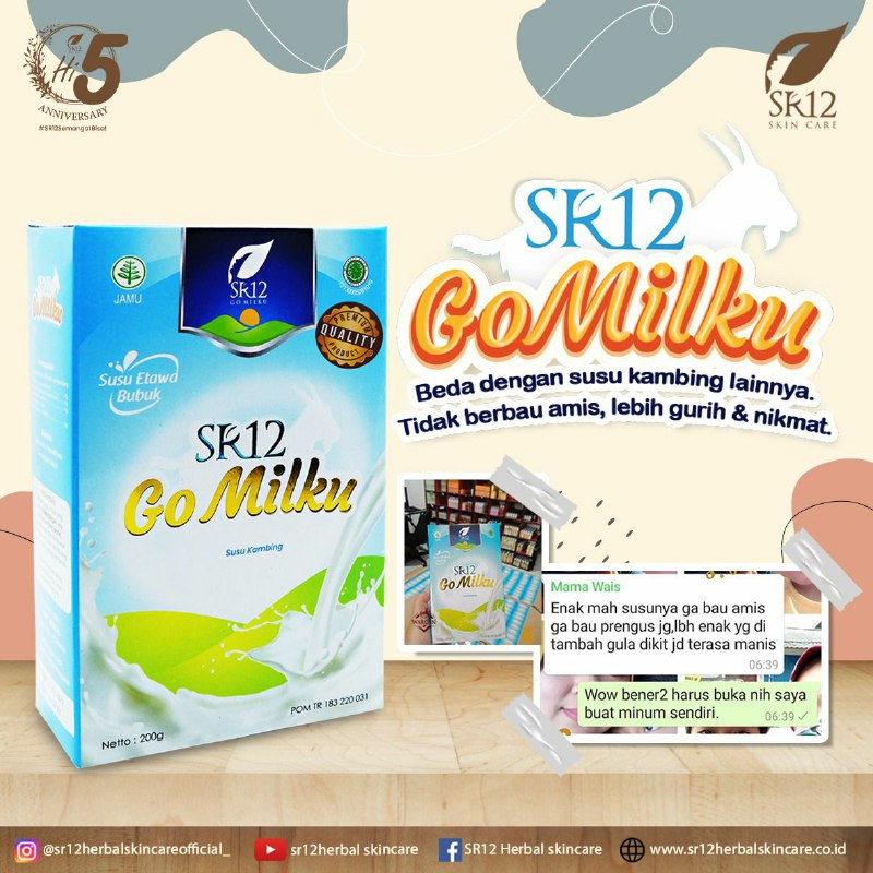 Dia memang BEDA, beda dengan susu kambing lainnya. Karena dia TERISTIMEWA, Tidak Amis, Tidak Bau PRENGUS,  lebih Gurih, manisnya pas👍👍👍 tanpa gula, namun manisnya didapat dari MADU sebagai pemanis alami. MAKYOSSSSS🥛🥛🥛😋😋😋Ready semua ukuran:🥛🌿 200 gram🥛🌿 600 gramWA/Telegram👉0821-5799-8873AGEN RESMI SR12 HERBAL SKINCARE BALIKPAPAN KAL-TIMMampir ke shopee ku yuks👇shopee.co.id/agenresmisr12Atau Ke tokpedku👇tokopedia.com/sr12balikpapan