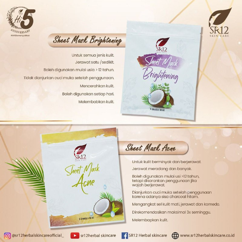 Topeng ajaib yang bikin cantikGimana nggak cantik...? kalau sekali pakai setara dengan 5 kali pemakaian serum😍😍Nah lho... Nah lho....🤗🌿Sheet mask yang diaplikasikan akan melembabkan kulit dengan baik dan mendalam, menghilangkan jerawat dan sebum, meremajakan kulit, mencegah penuaan dini serta hiperpigmentasi.🌿Apa  Kelebihan sheetmask SR12  ?     Jawab:👉Sheetmask Acne SR12komplit banget.. Udah dapat 3 kandungan Yaitu tea tree, carchoal, cocos. Sedangkan Merk lain umumnya hanya cuma 1-2 kandungan saja👉 Sheet Brightening SR12  Ada kandungan akar manisnya😎yg jarang di jual di merk luaran🤗Hayo mau pilih yang mana ?🌿 Sheet Mask Acne untuk kulit berjerawat🌿 Sheet Mask Brightening untuk mencerahkan Ready Stock🤩🤩🤩WA/Telegram👉0821-5799-8873AGEN RESMI SR12 HERBAL SKINCARE BALIKPAPAN KALTIMMampir ke shopeeku yuk👇shopee.co.id/agenresmisr12Atau tokpedku 👇tokopedia.com/sr12balikpapan(Manfaatkan Voucher Gratis Ongkir Ekstra mu dan bisa COD juga lo...)Topeng ajaib yang bikin cantikGimana nggak cantik...? kalau sekali pakai setara dengan 5 kali pemakaian serum😍😍Nah lho... Nah lho....🤗🌿Sheet mask yang diaplikasikan akan melembabkan kulit dengan baik dan mendalam, menghilangkan jerawat dan sebum, meremajakan kulit, mencegah penuaan dini serta hiperpigmentasi.🌿Apa  Kelebihan sheetmask SR12  ?     Jawab:👉Sheetmask Acne SR12komplit banget.. Udah dapat 3 kandungan Yaitu tea tree, carchoal, cocos. Sedangkan Merk lain umumnya hanya cuma 1-2 kandungan saja👉 Sheet Brightening SR12  Ada kandungan akar manisnya😎yg jarang di jual di merk luaran🤗Hayo mau pilih yang mana ?🌿 Sheet Mask Acne untuk kulit berjerawat🌿 Sheet Mask Brightening untuk mencerahkan Ready Stock🤩🤩🤩WA/Telegram👉0821-5799-8873AGEN RESMI SR12 HERBAL SKINCARE BALIKPAPAN KALTIMMampir ke shopeeku yuk👇shopee.co.id/agenresmisr12Atau tokpedku 👇tokopedia.com/sr12balikpapan(Manfaatkan Voucher Gratis Ongkir Ekstra mu dan bisa COD juga lo...)