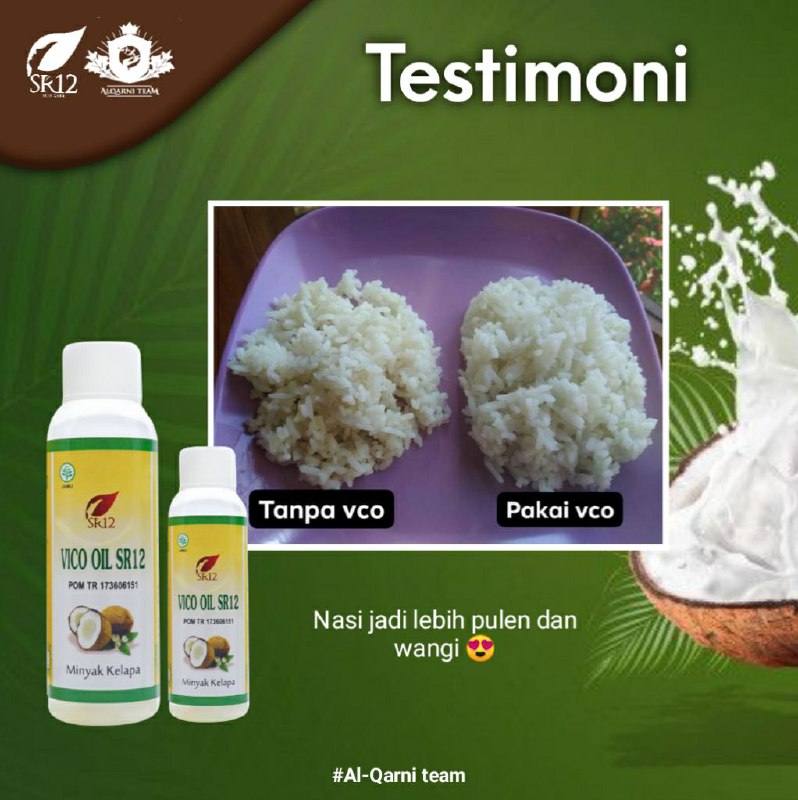 Ini nasiku..🤭😁 nasi VCO SR12 maksudnya..😅    mana nasi mu.....?🙃VCO ku memang kereeeeen 😎VCO ku minyak sejuta manfaat 👍VCO ku VCO SR12 🤩 YESSSSS💪💪💪Apa sih yang nggak bisa dengan VCO SR12 ini? bener-bener  minyak sejuta manfaat, selain bisa mencerahkan kulit dalam dunia kecantikan dan untuk kesehatan terutama sebagai imun booster...VCO SR12 juga bermanfaat untuk dunia kuliner lo..., masakan jadi enak dan gurih🤩👍Kenapa harus VCO SR12? Karena VCO SR12 ini di ekstrak dari kelapa grade A, yang diproses dengan teknik cold press (proses dingin) tidak melalui pemanasan.. tanpa pemanasan kompor dan tanpa pemanasan matahari, sehingga menghasilkan minyak kelapa murni yang berkualitas tinggi .Yuk di stok di dapur bunda yukOrder atau mau nanya-nanya dulu seputar VCO SR12 ..silahkan ...🤩Wa/telegram 👉0821-5799-8873AGEN RESMI SR12 HERBAL SKINCARE BALIKPAPAN, KALTIMAtau silahkan kunjungi toko online kami di:tokopedia.com/sr12balikpapan Ataushopee.co.id/agenresmisr12