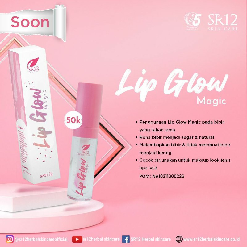 Soon  (New Pr0duct)🌸Lip Glow Magic SR12🌸Semacam Lip Gloss ya ini, yang bisa membantu menjadikan bibirmu tampak lebih cerah natural, lembab dan tahan lama🥰InsyaAllah re@dy bulan depan 🤩