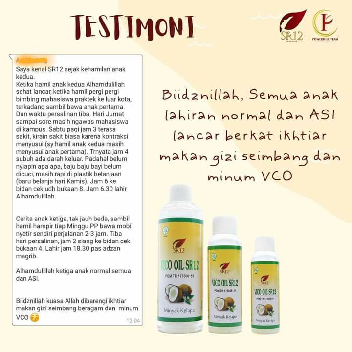 VCO SR12 membantu melancarkan persalinan dan sebagai ASI BOOSTER ... bayi sehat bunda  happy bunda sehat segar bugar🥰💐Ready semua varian 🤩🌴 🥥 VCO 250 ml, 100 ml , 60 ml🌴 🥥 VCO KAPSUL (isi 100 butir)WA/Telegram 👉 0821-5799-8873AGEN RESMI SR12 HERBAL SKINCARE BALIKPAPAN KAL-TIM