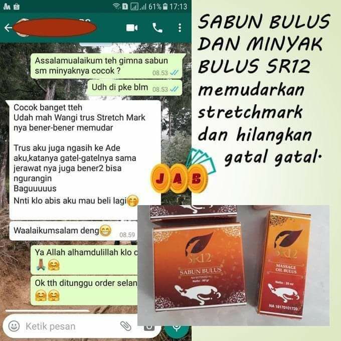 🌿🌸 Sabun Bulus SR12Sabun ajaib  yg manfaat nya luar biasa, bagi yang tau manfaatnya pasti bakal beli lebih dari satu, biasanya minimal 2 atau 4 pcs sekali beli😱Wah ada apa dengan SABUN BULUS SR12?Bukan hanya bikin kulit jadi lembut,  kenyal & kencang juga mampu mencerahkan, memudarkan flek hitam Ada lagi, sabun ini merupakan sabun anti septik yang mampu membunuh *kuman hingga 90% loh*( Virus, bakteri, dan jamur)Sehingga sabun ini juga mampu mengatasi alergi, gatal2, panu dan penyakit kulit lainnya. MasyaAllah, keren kan?READY STOCK💐Tersedia juga yang cair ya, Facial wash Bulus, jadi praktis dibawa kemana-mana.Yok buruan diorder & jadikan sabun antiseptik alami utk keluarga anda.WA/telegram👉0821-5799-8873AGEN RESMI SR12 HERBAL SKINCARE BALIKPAPAN, KAL-TIMMampir ke shopeeku yuks👇shopee.co.id/agenresmisr12Atau tokpedku👇tokopedia.com/sr12balikpapanBisa pakai voucher free ongkir dan bisa COD juga lo GERCEEP🎉🎉🎉🌿🌸 Sabun Bulus SR12Sabun ajaib  yg manfaat nya luar biasa, bagi yang tau manfaatnya pasti bakal beli lebih dari satu, biasanya minimal 2 atau 4 pcs sekali beli😱Wah ada apa dengan SABUN BULUS SR12?Bukan hanya bikin kulit jadi lembut,  kenyal & kencang juga mampu mencerahkan, memudarkan flek hitam Ada lagi, sabun ini merupakan sabun anti septik yang mampu membunuh *kuman hingga 90% loh*( Virus, bakteri, dan jamur)Sehingga sabun ini juga mampu mengatasi alergi, gatal2, panu dan penyakit kulit lainnya. MasyaAllah, keren kan?READY STOCK💐Tersedia juga yang cair ya, Facial wash Bulus, jadi praktis dibawa kemana-mana.Yok buruan diorder & jadikan sabun antiseptik alami utk keluarga anda.WA/telegram👉0821-5799-8873AGEN RESMI SR12 HERBAL SKINCARE BALIKPAPAN, KAL-TIMMampir ke shopeeku yuks👇shopee.co.id/agenresmisr12Atau tokpedku👇tokopedia.com/sr12balikpapanBisa pakai voucher free ongkir dan bisa COD juga lo GERCEEP🎉🎉🎉