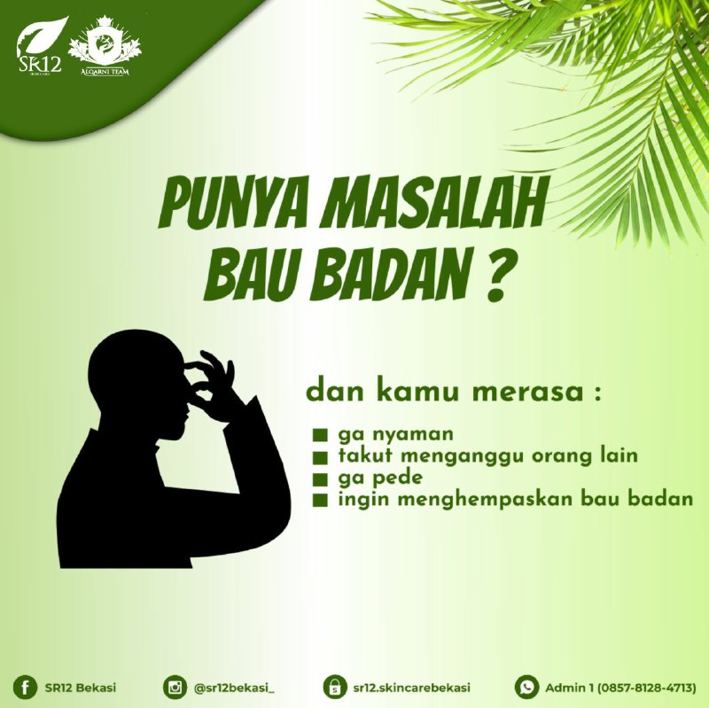 Assalamu'alaykum dear🌸🌿 Yok kenali apa masalah mu:👉 Bau Badan?👉 Ketiak hitam?👉 Ketiak basah?👉 sepatu bau?👉 Helm bau?👉 Kaki bau?👉 Deodorant mu menodai baju mu?👉 pakai deodorant kok badan masih bau?👉 capek..sebentar-sebentar cukur butek ?MOVE ON  yuk, ke deodorant Alami SR12 si deo kekinian yg tidak berbau tapi:🍋AMPUH mengatasi bau ketiak, bau kaki, bau sepatu, bau helm🍋Ampuh mencerahkan ketiak hitam🍋 Memperlambat pertumbuhan butek🍋 Tidak lengket&tidak menodai baju mu.🍋Tidak menyebabkan ketiak hitamOiya bagi bumil yng lagi enek/mual nyium bau Farfum, deodorant  SR12 ini sangat cocok karna tanpa farfum, tanpa Alkohol.Aman untuk bumil, busui & anak2Komposisi 100% HERBAL: Air murni, Tawas, jeruk nipis, kapur sirih dan Aloe barbadensis leaf JuiceReady ya 🤩🌿Deodorant premium 🌿Deodorant non premium  Wa/telegram 👉 0821-5799-8873 AGEN RESMI SR12 HERBAL SKINCARE BALIKPAPAN, KAL-TIMAtau kunjungi toko online kami:tokopedia.com/sr12balikpapanAtaushopee.co.id/agenresmisr12Assalamu'alaykum dear🌸🌿 Yok kenali apa masalah mu:👉 Bau Badan?👉 Ketiak hitam?👉 Ketiak basah?👉 sepatu bau?👉 Helm bau?👉 Kaki bau?👉 Deodorant mu menodai baju mu?👉 pakai deodorant kok badan masih bau?👉 capek..sebentar-sebentar cukur butek ?MOVE ON  yuk, ke deodorant Alami SR12 si deo kekinian yg tidak berbau tapi:🍋AMPUH mengatasi bau ketiak, bau kaki, bau sepatu, bau helm🍋Ampuh mencerahkan ketiak hitam🍋 Memperlambat pertumbuhan butek🍋 Tidak lengket&tidak menodai baju mu.🍋Tidak menyebabkan ketiak hitamOiya bagi bumil yng lagi enek/mual nyium bau Farfum, deodorant  SR12 ini sangat cocok karna tanpa farfum, tanpa Alkohol.Aman untuk bumil, busui & anak2Komposisi 100% HERBAL: Air murni, Tawas, jeruk nipis, kapur sirih dan Aloe barbadensis leaf JuiceReady ya 🤩🌿Deodorant premium 🌿Deodorant non premium  Wa/telegram 👉 0821-5799-8873 AGEN RESMI SR12 HERBAL SKINCARE BALIKPAPAN, KAL-TIMAtau kunjungi toko online kami:tokopedia.com/sr12balikpapanAtaushopee.co.id/agenresmisr12